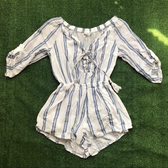 Satly Lemon Striped Romper - Picture 1 of 2